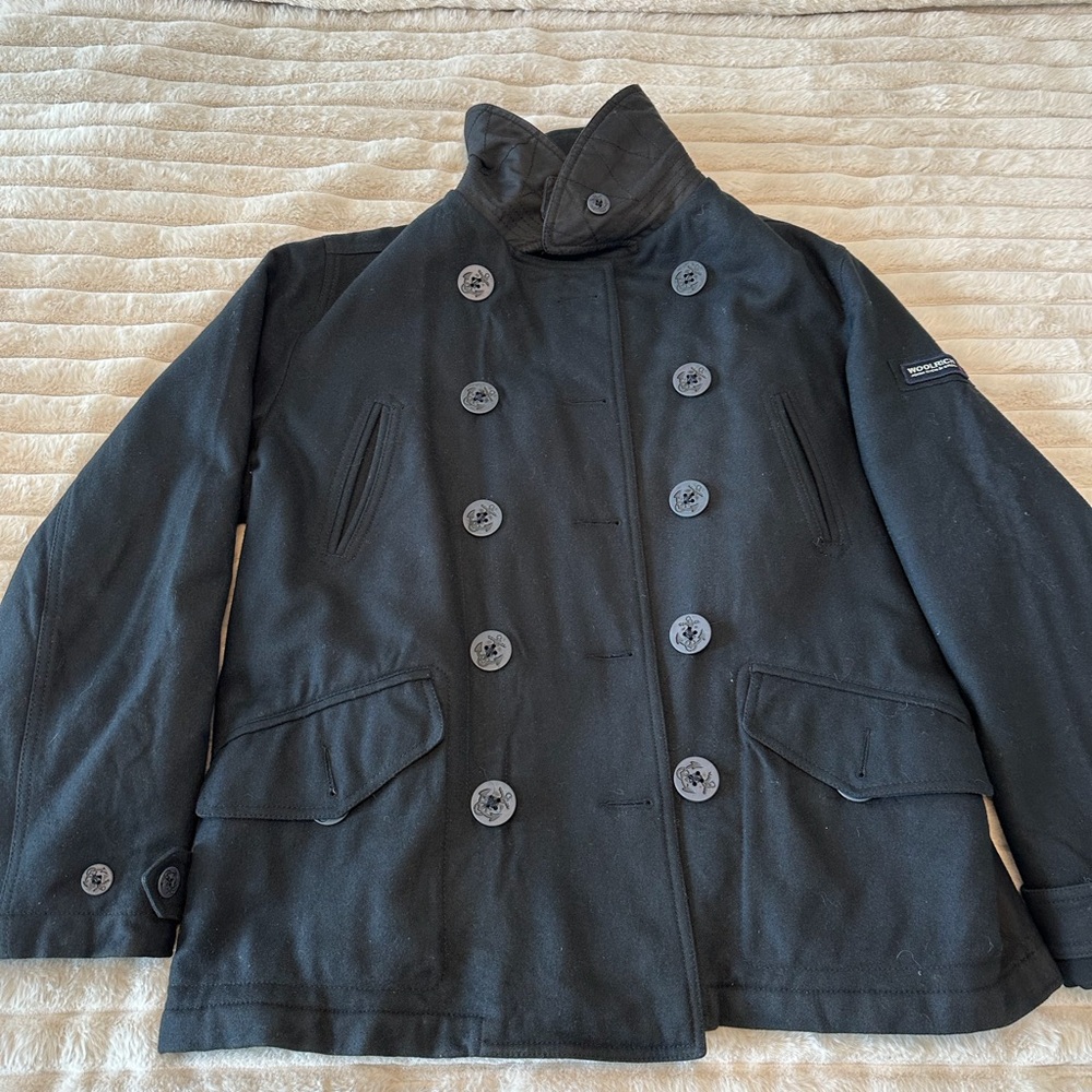 Woolrich Men's Classic Blue Wool Pea Coat